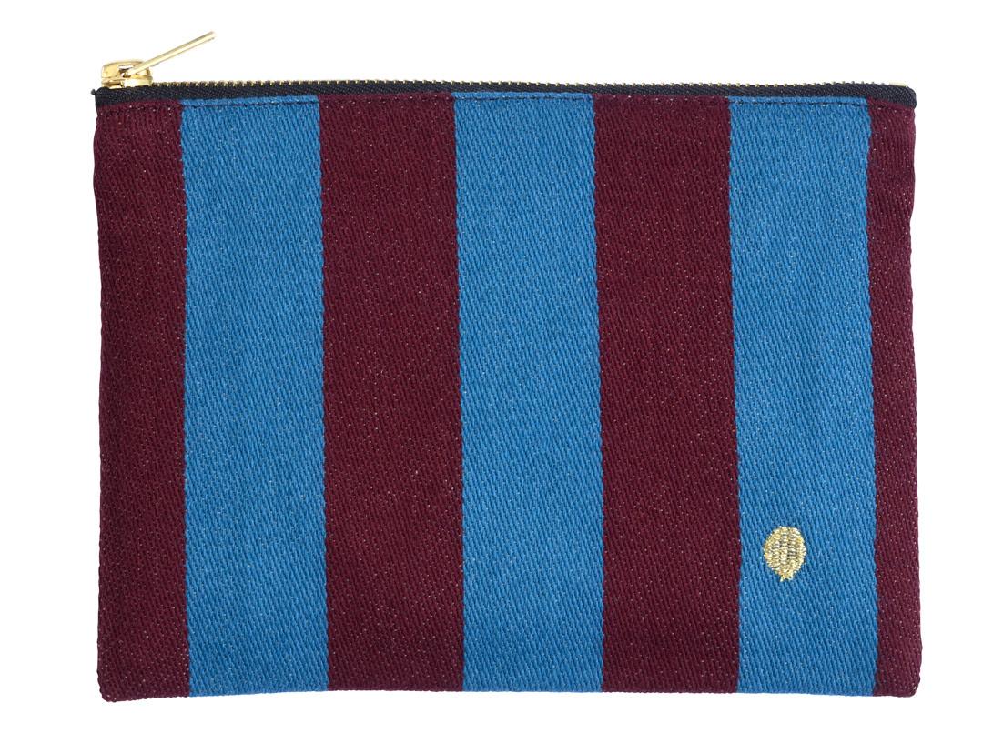 pouch cotton blue and purple stripes